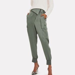 3.1 PHILLIP LIM Satin Foldover Waist Joggers Sage Sz 6 US❤️